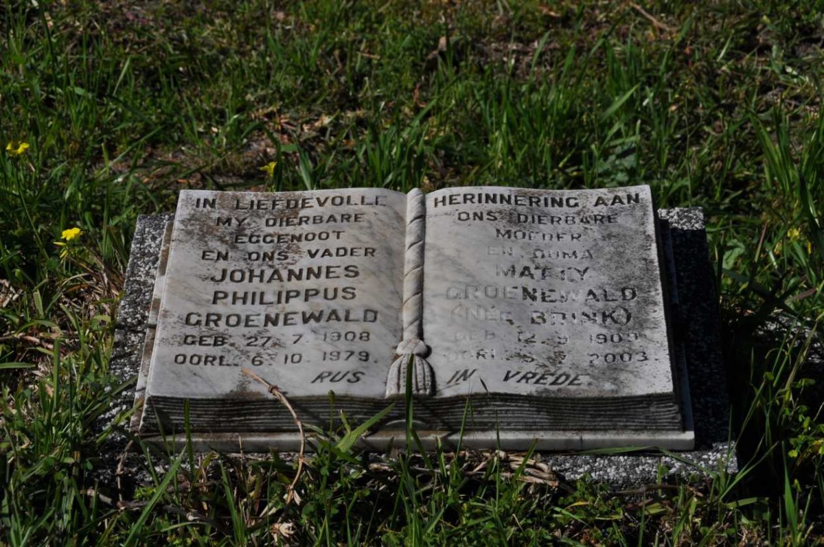 GROENEWALD Johannes Philippus 1908-1979 &amp; Matty BRINK 1909-2003