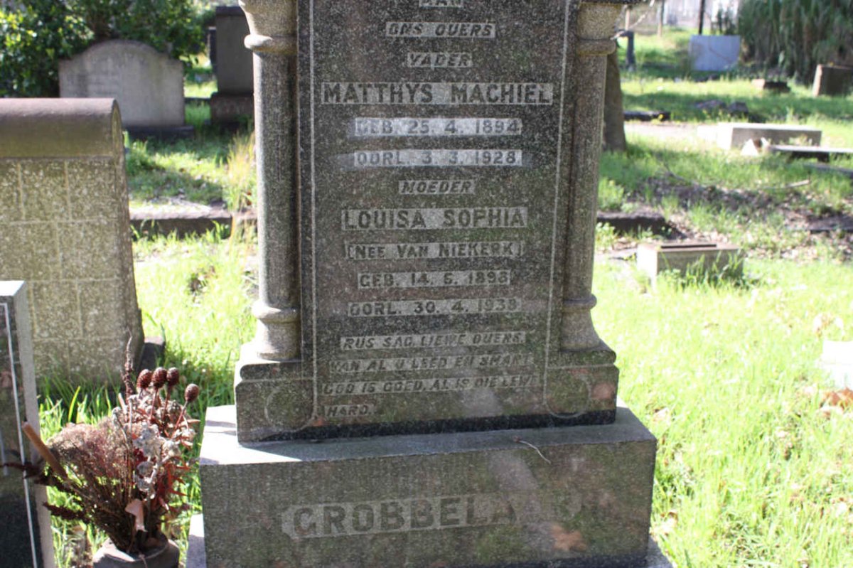 GROBBELAAR Matthys Machiel 1894-1928 &amp; Louisa Sophia VAN NIEKERK 1898-1938