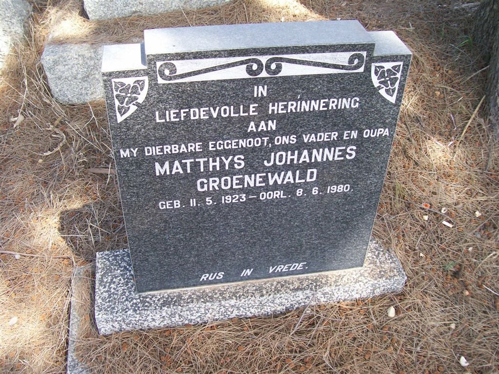 GROENEWALD Matthys Johannes 1923-1980