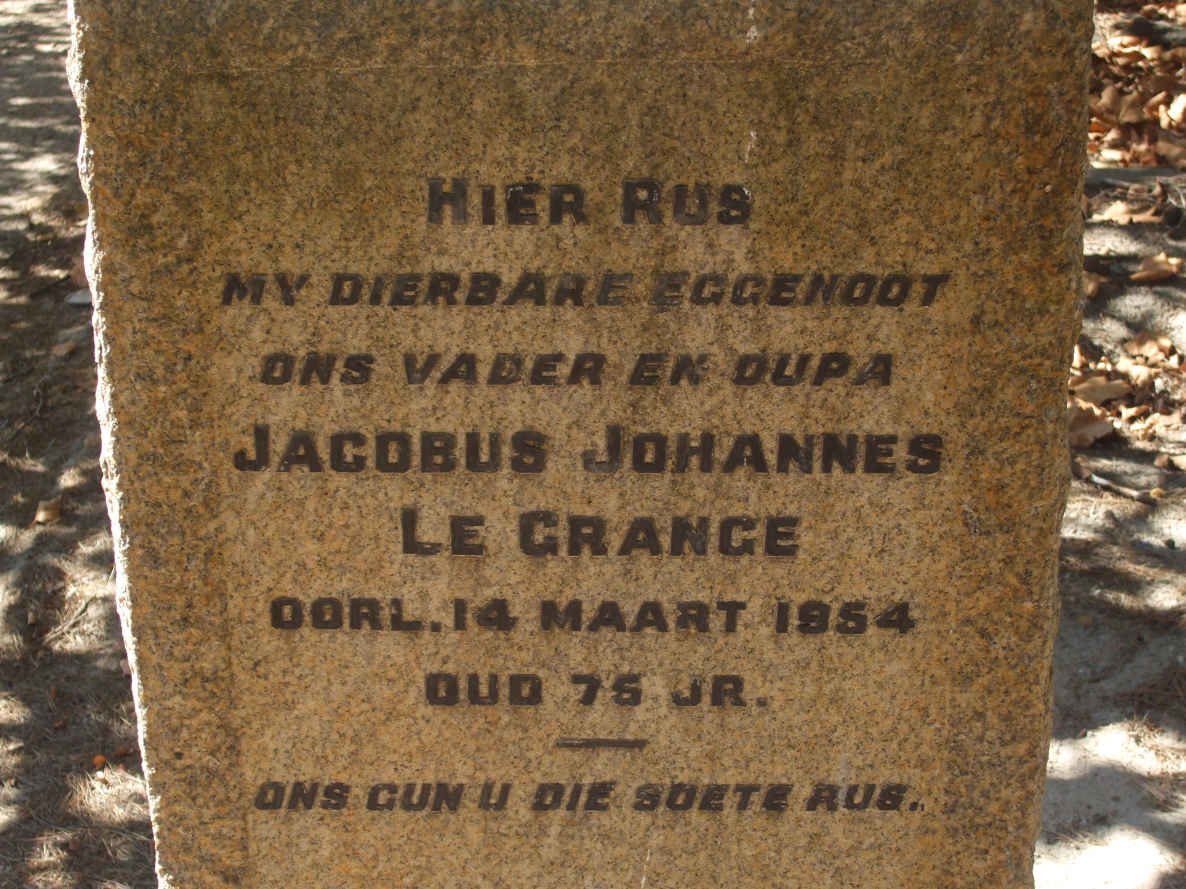 GRANGE Jacobus Johannes, le -1954