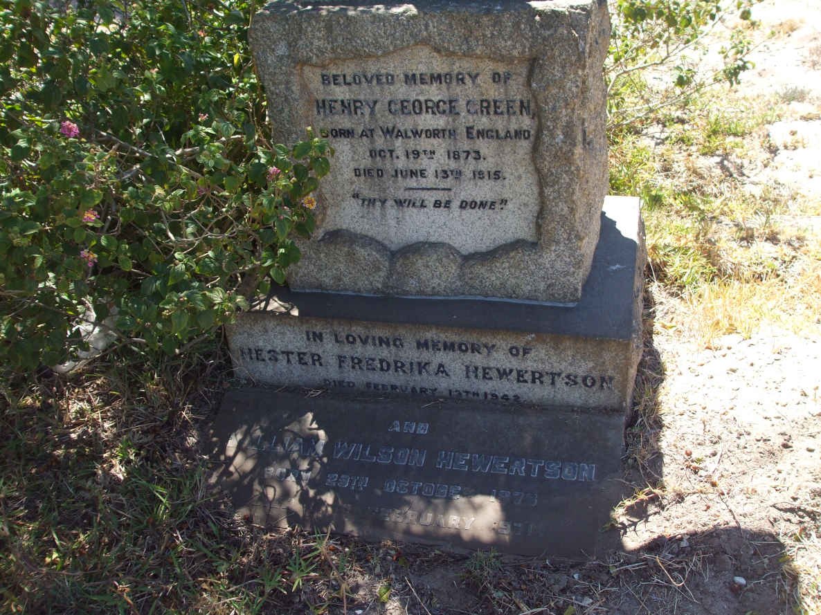GREEN Henry George 1873-1915 :: HEWERTSON William Wilson 187?-1971 &amp; Hester Fredrika -1942