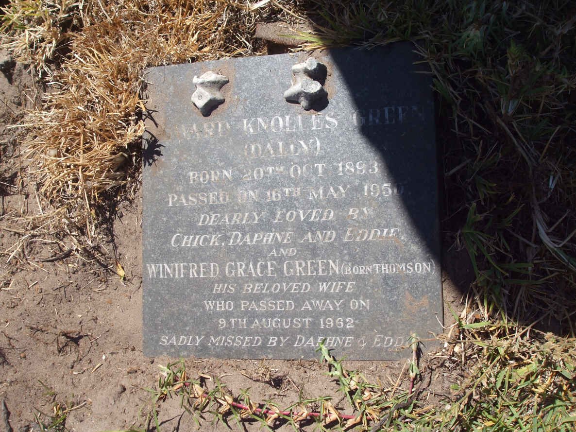 GREEN Edward Knolles 1893-1950 &amp; Winifred Grace THOMSON -1962