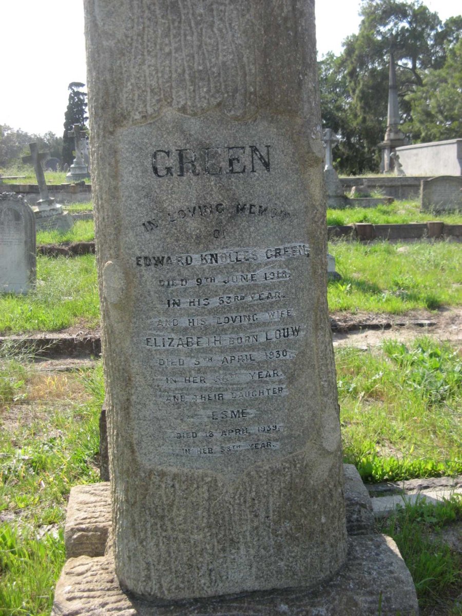 GREEN Edward Knolles -1918 &amp; Elizabeth LOUW -1930 :: GREEN Esme -1939