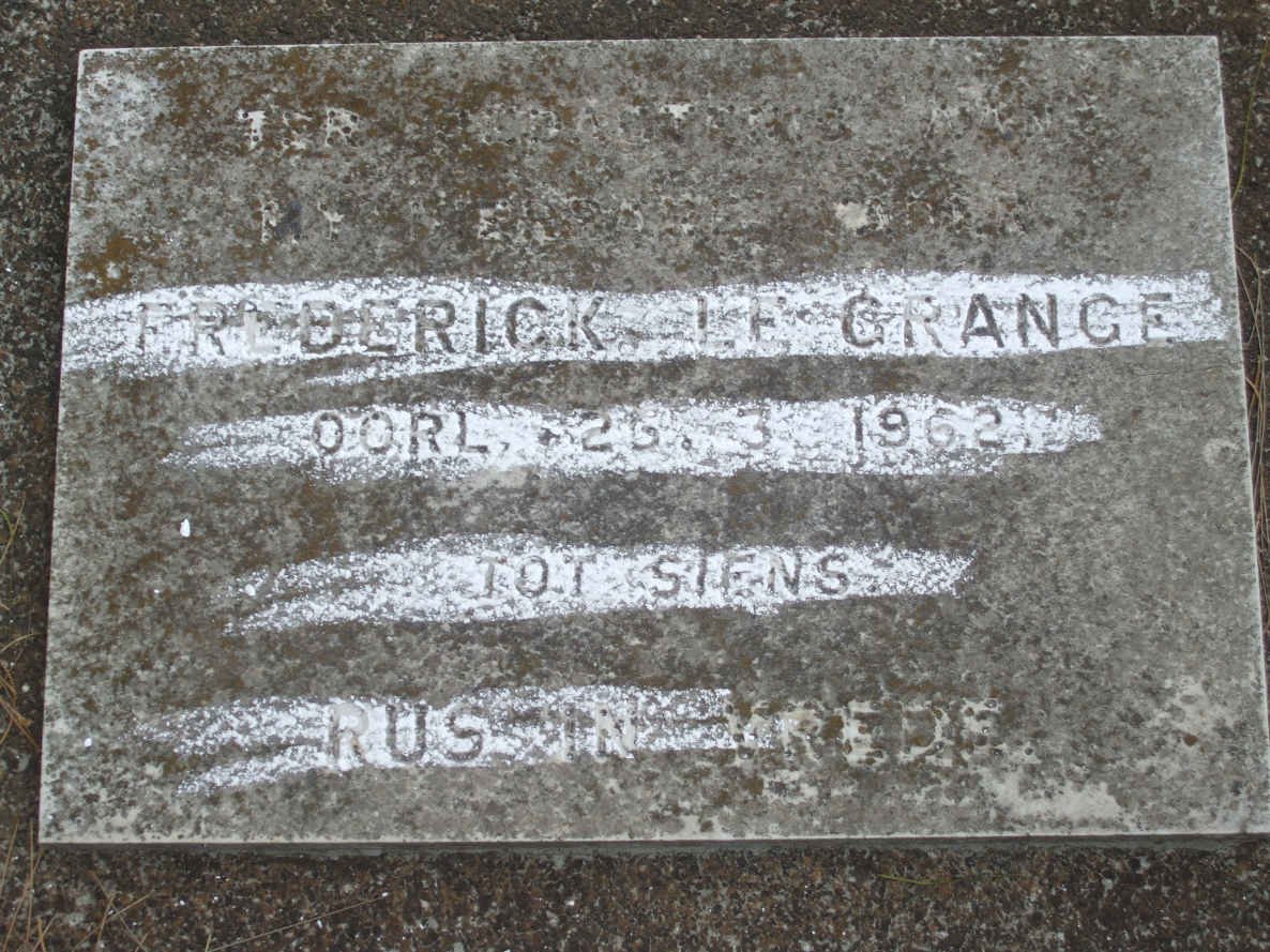 GRANGE Frederick, le -1962
