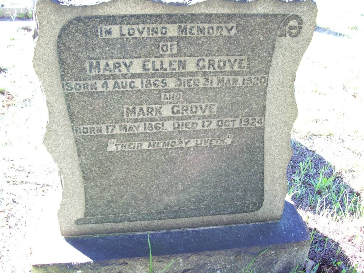 GROVE Mark 1861-1924 &amp; Mary Ellen 1865-1920