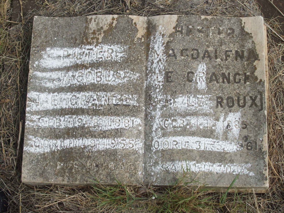 GRANGE Pieter Jacobus, le 1881-1955 &amp; Magdalena LE ROUX 1885-1961
