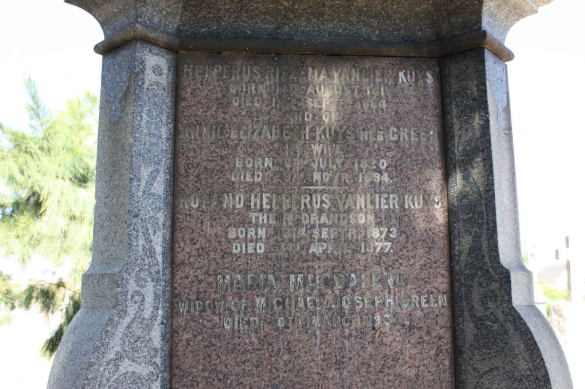 KUYS Helperus Ritzima van Lier ?-1884 &amp; Annie Elizabeth GREEN 1820-1894 :: KUYS Roland Helperus van Lier 1873-1877