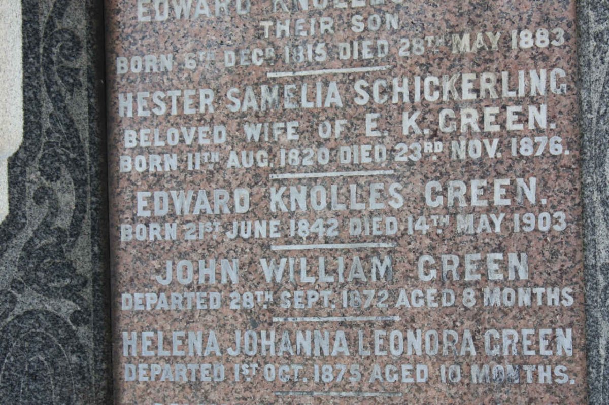 GREEN Hester Samelia nee SCHICKERLING 1820-1876 :: GREEN Edward Knolles 1842-1903
