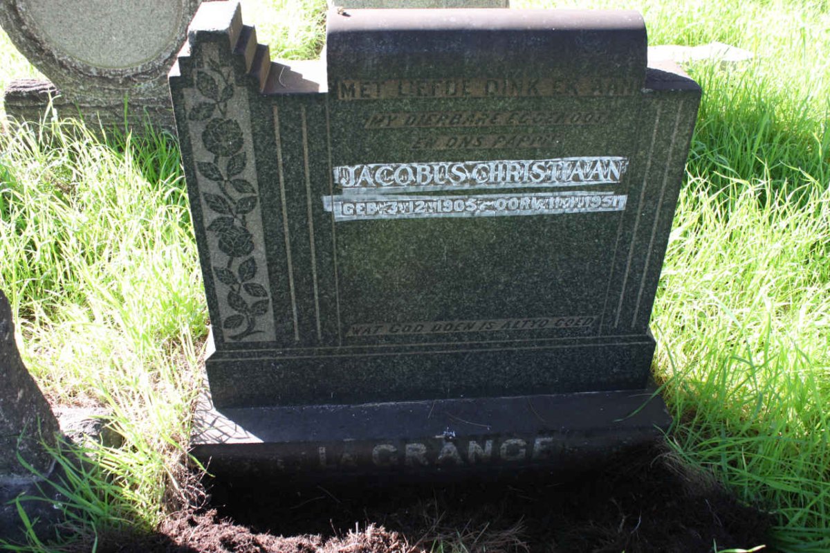 GRANGE Jacobus Christiaan, la 1905-1951