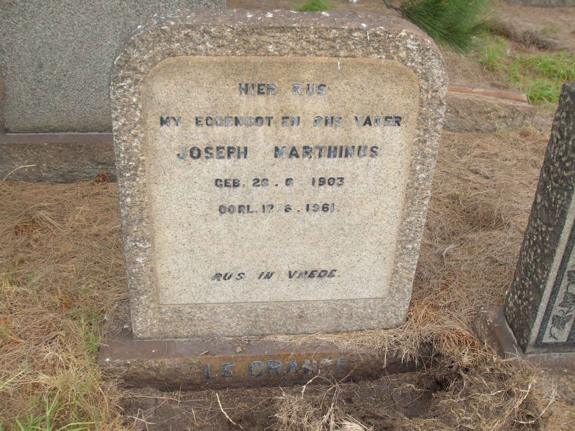 GRANGE Joseph Marthinus, Le 1903-1961