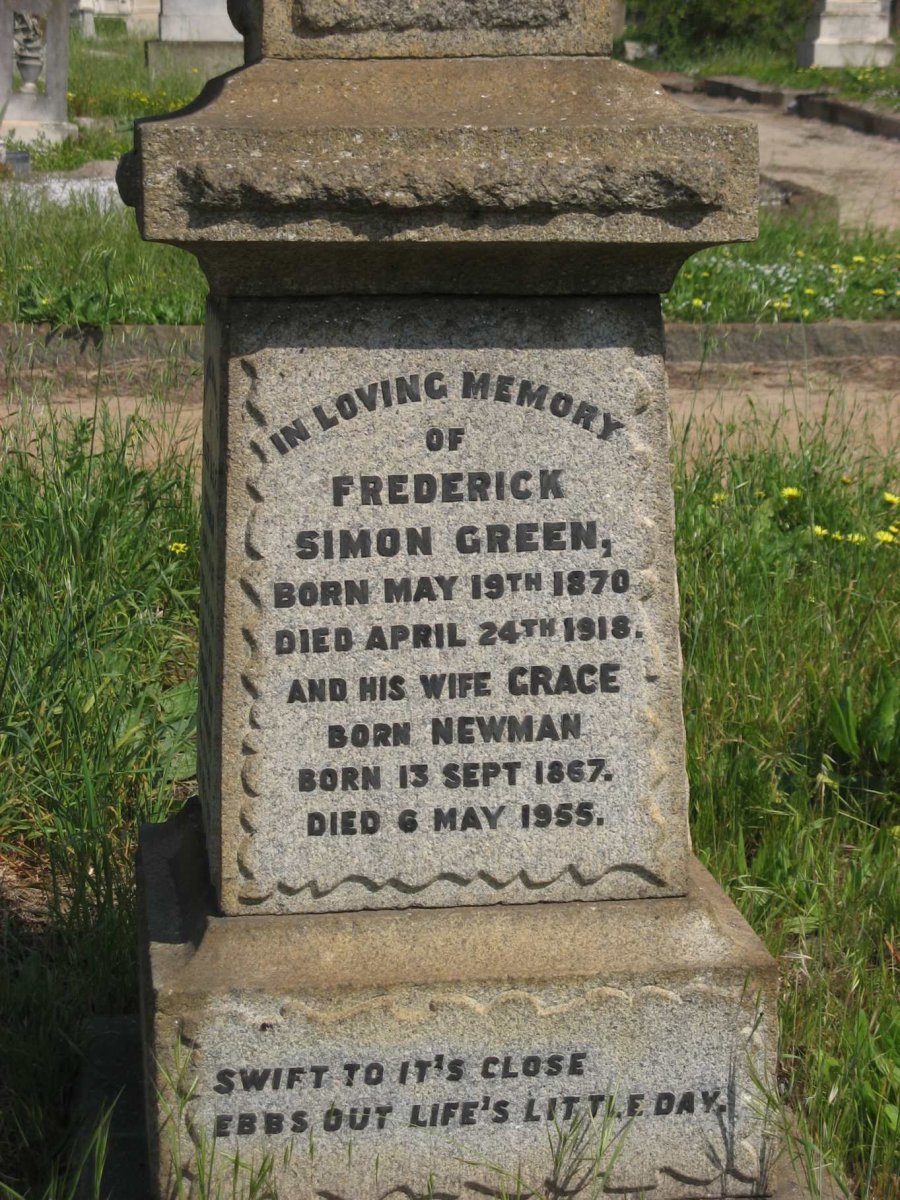 GREEN Frederick Simon 1870-1918 &amp; Grace NEWMAN 1867-1955