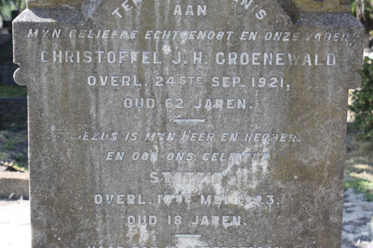 GROENEWALD Christoffel J.H. -1921 :: GROENEWALD Stoffie -1923
