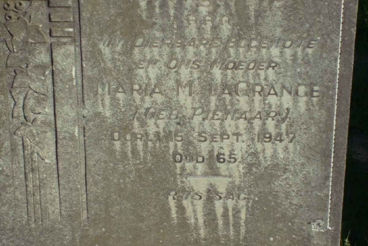 GRANGE Maria M., la nee PIENAAR -1947
