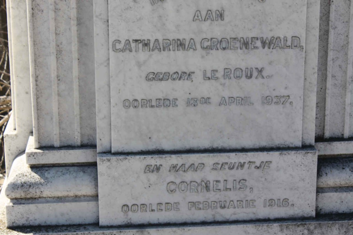 GROENEWALD Catharina nee LE ROUX -1937 :: GROENEWALD Cornelis -1916