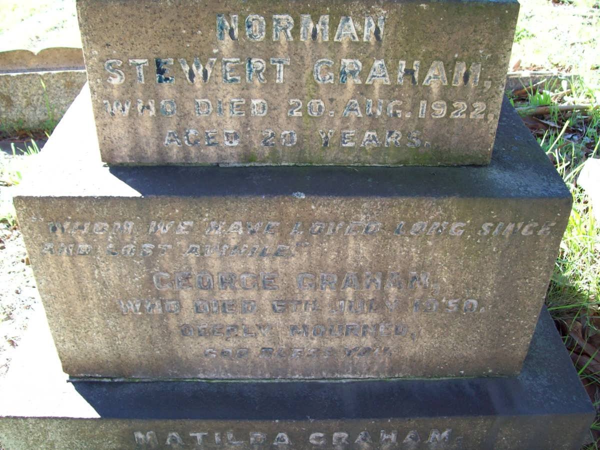 GRAHAM Norman Stewert -1922 :: GRAHAM George -1950 :: GRAHAM Matilda -1945