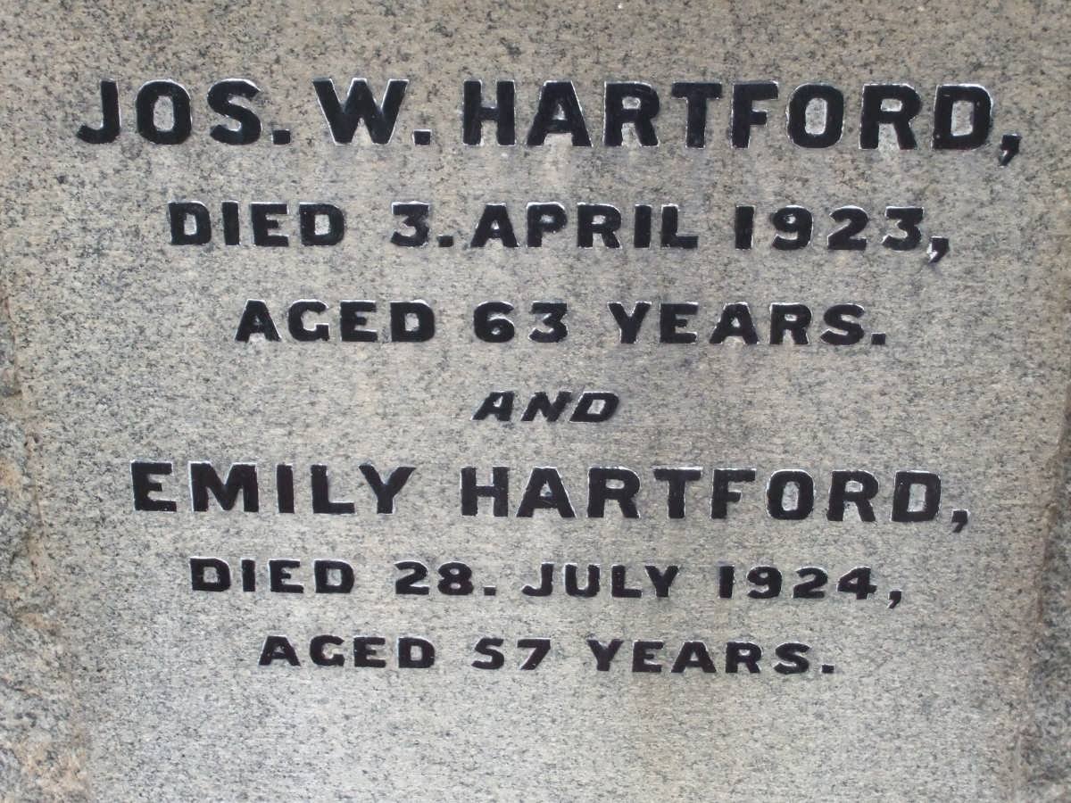 HARTFORD Jos. W. -1923 &amp; Emily -1924