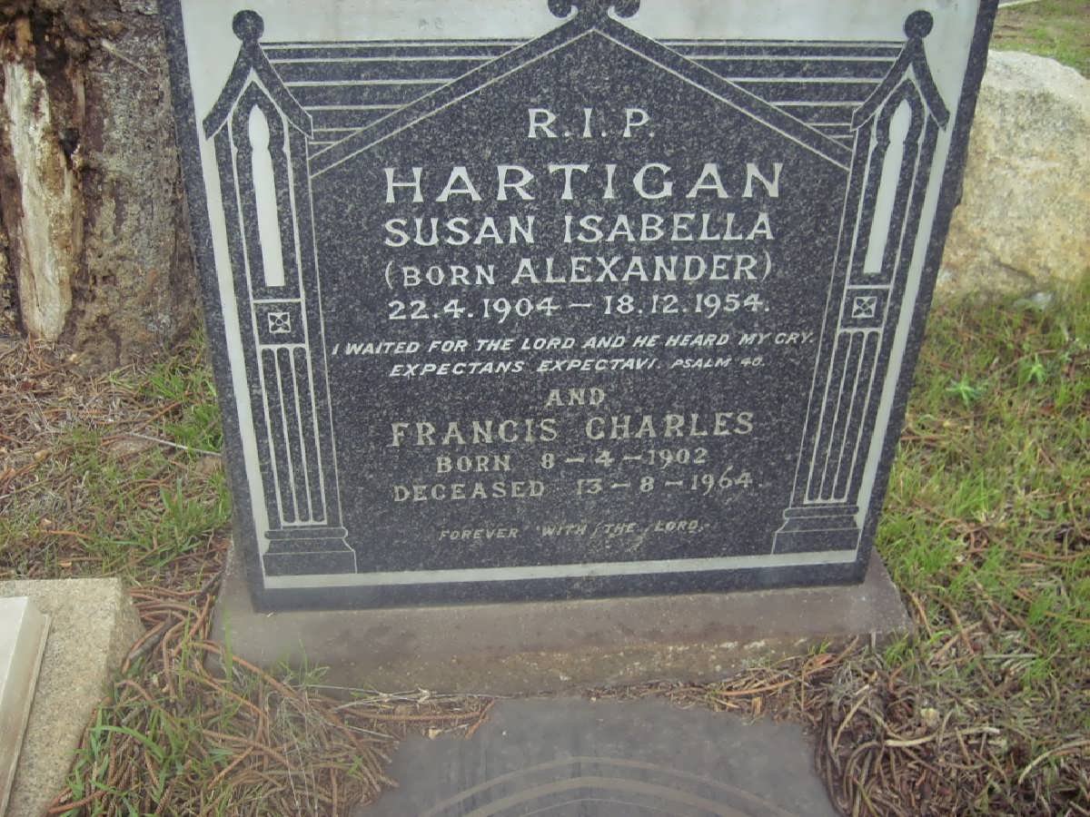 HARTIGAN Francis Charles 1902-1964 &amp; Susan Isabella ALEXANDER 1904-1954