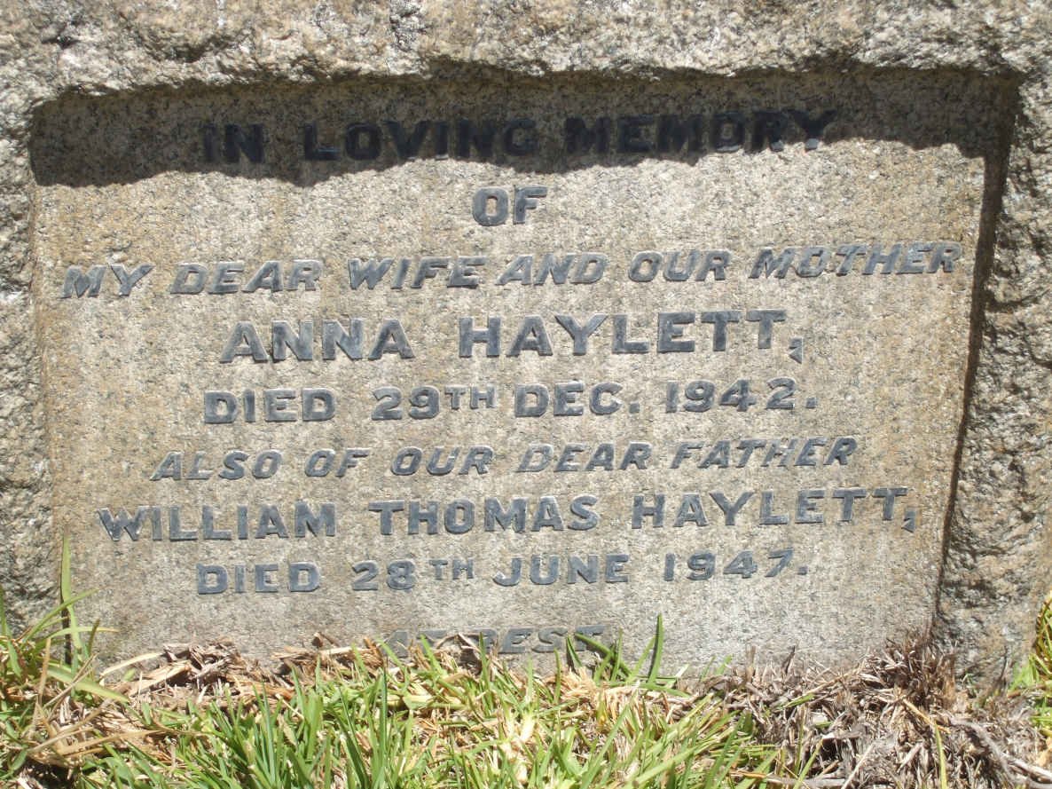 HAYLETT William Thomas -1947 &amp; Anna -1942