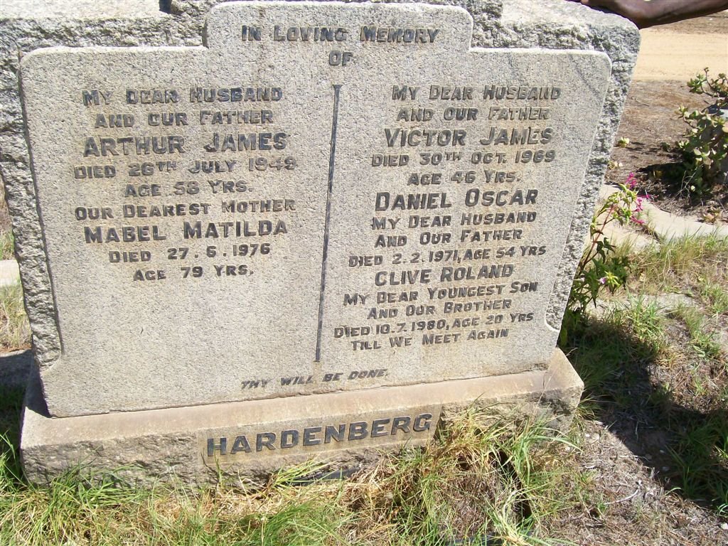 HARDENBERG Arthur James -1949 &amp; Mabel Matilda -1976
