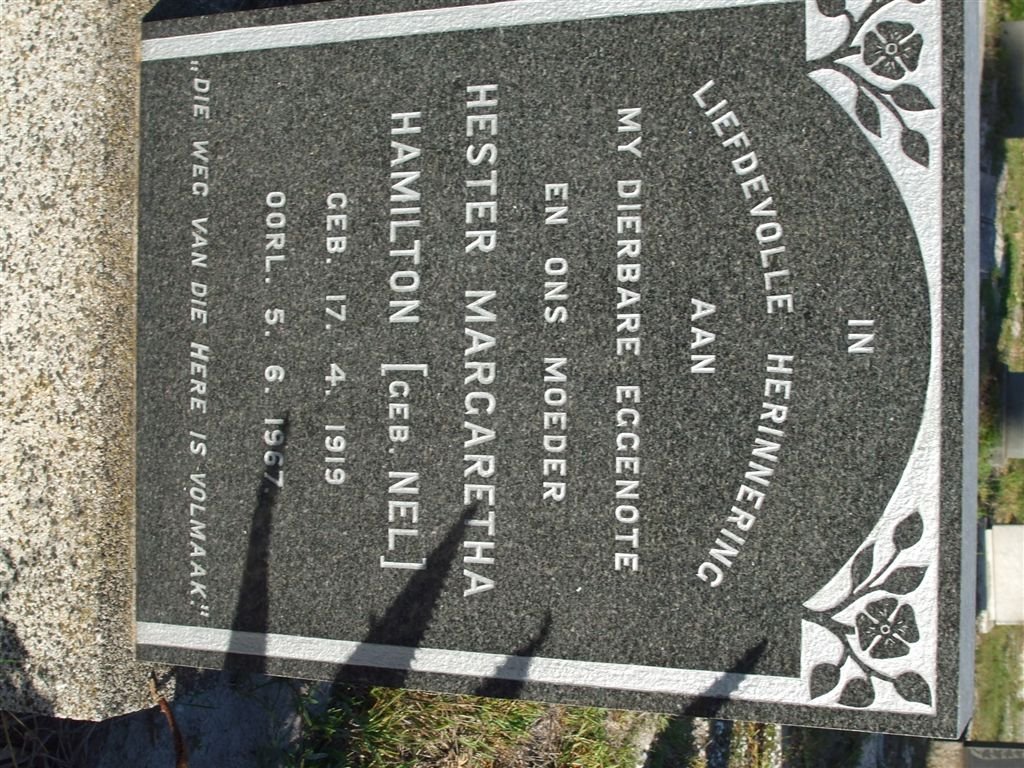 HAMILTON Hester Margaretha nee NEL 1919-1967
