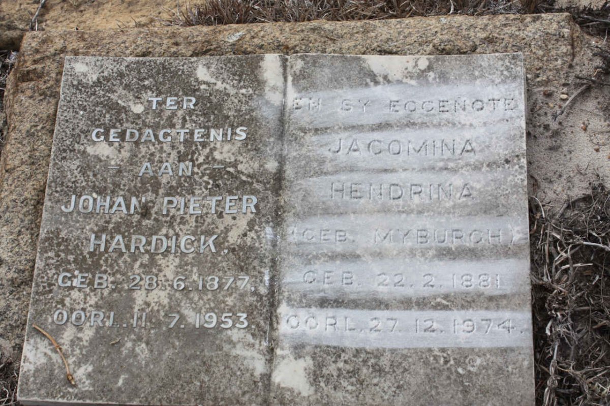 HARDICK Johan Pieter 1877-1953 &amp; Jacomina Hendrina nee MYBURGH 1881-1974