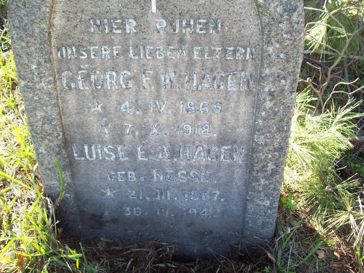 HAGEN Georg F.W. 1865-1918 &amp; Luise E.A. NESSE 1867-1942