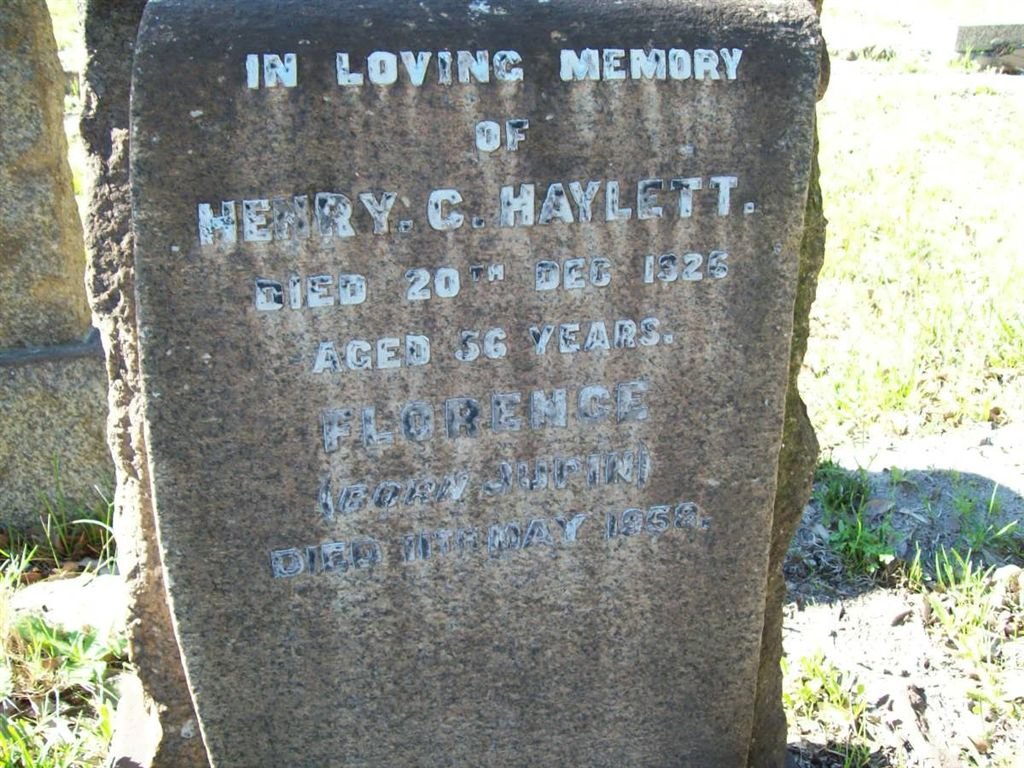 HAYLETT Henry C. -1925 &amp; Florence JUPIN -1952