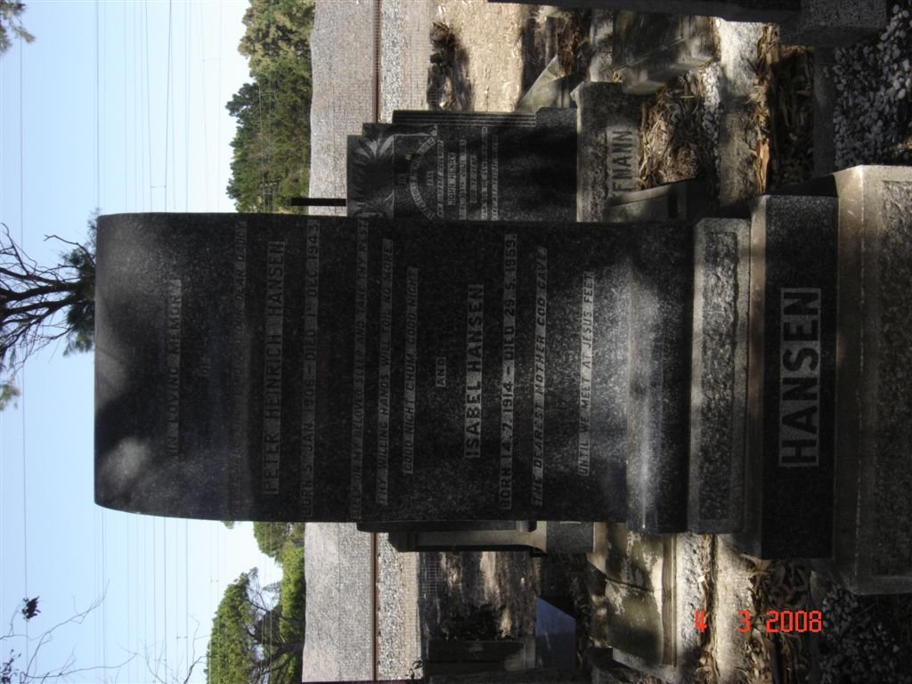 HANSEN Peter Heinrich 1906-1943 &amp; isabel 1914-1959