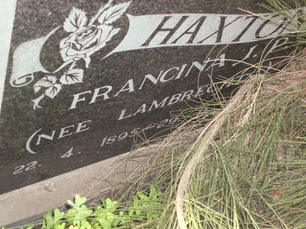 HAXTON Francina nee LAMPRECHTS 1895-?