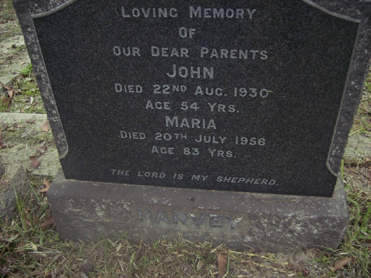 HARVEY John -1930 &amp; Maria -1956