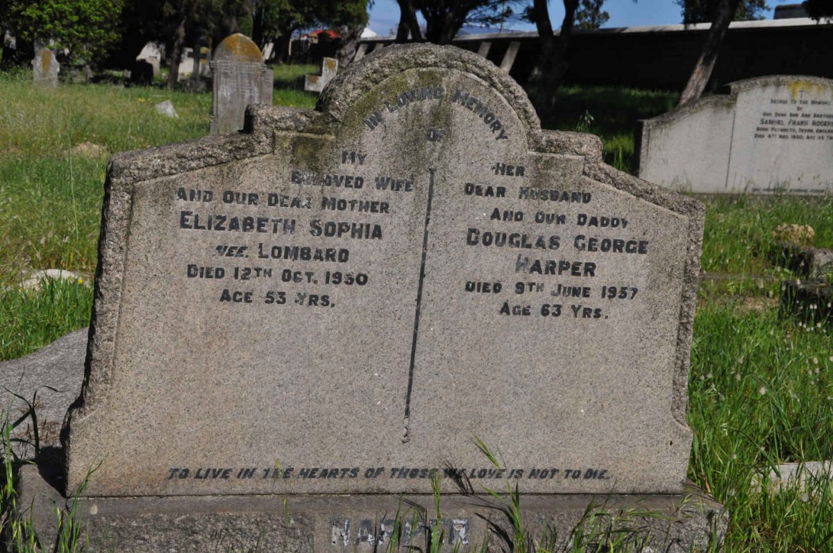 HARPER Douglas George -1957 &amp; Elizabeth Sophia LOMBARD -1950