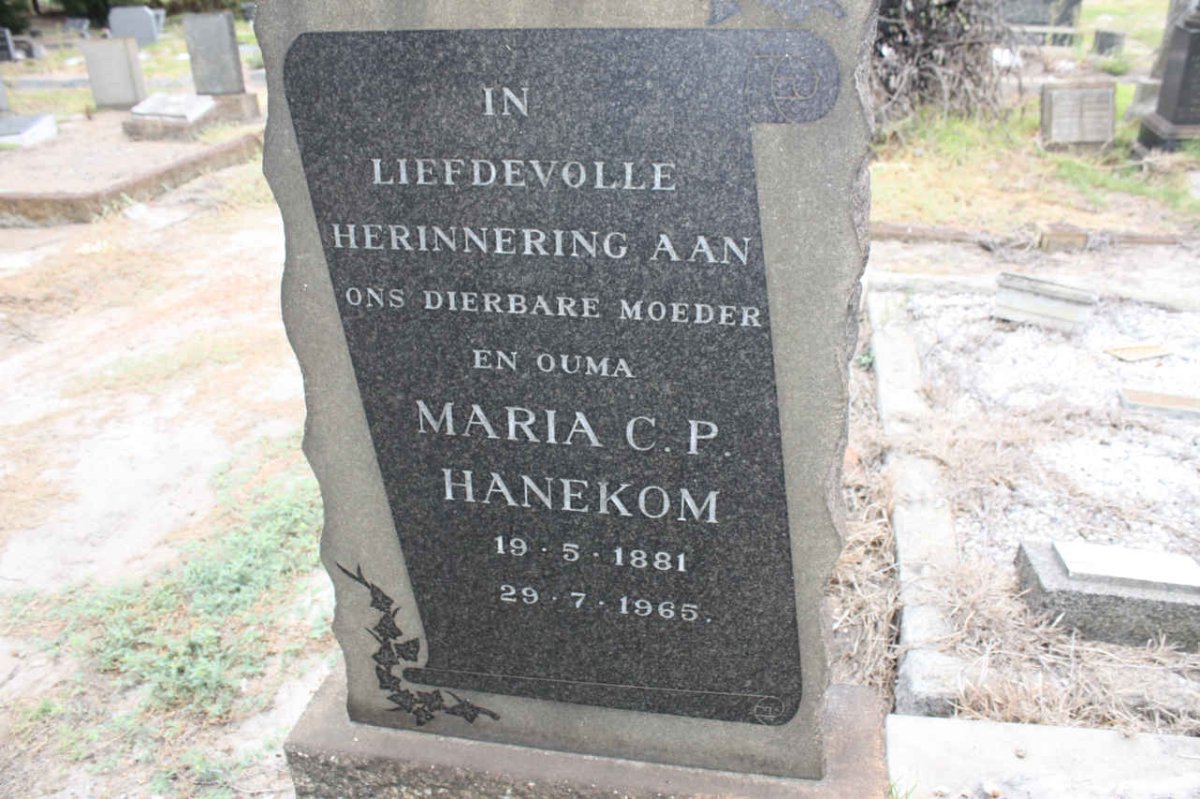 HANEKOM Maria C.P. 1881-1965