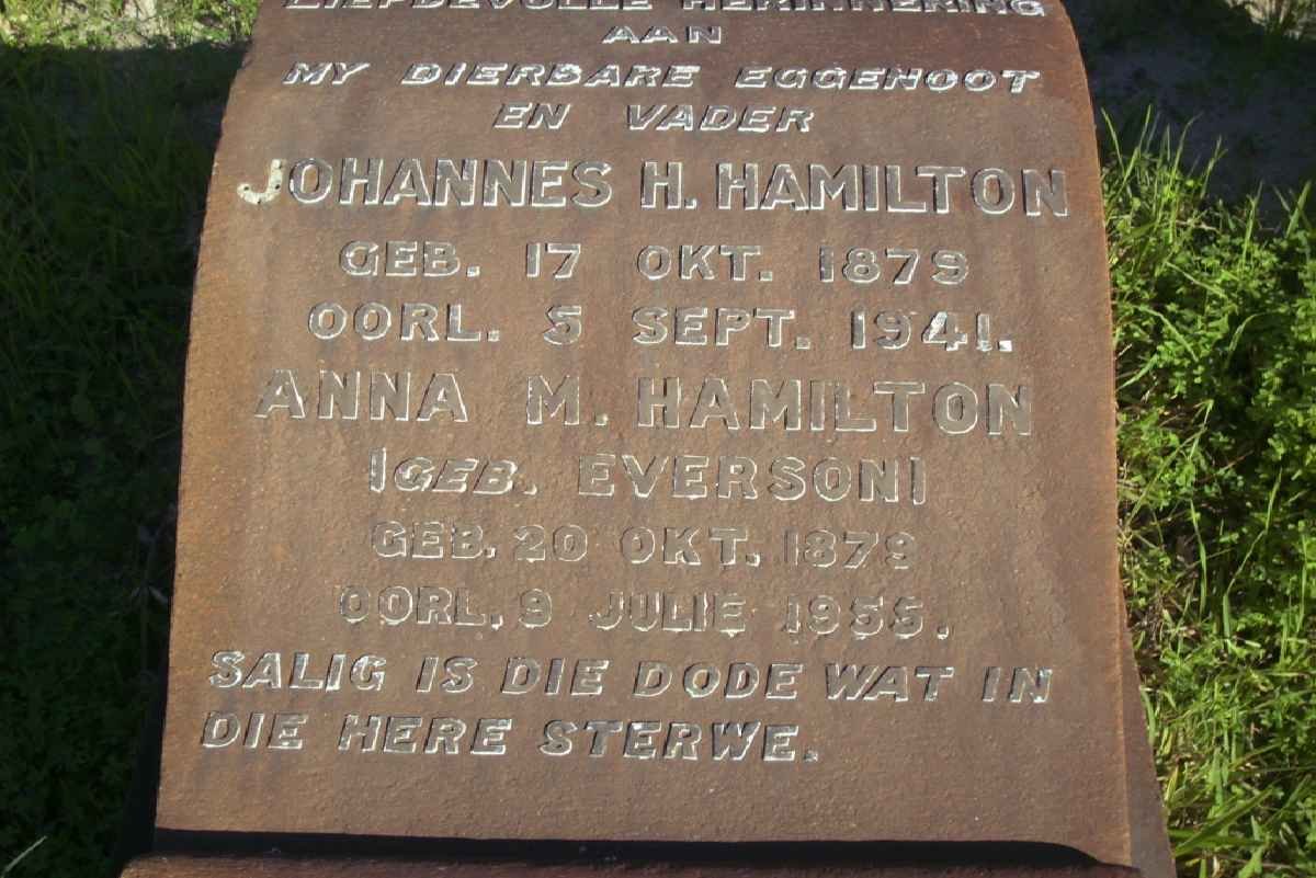 HAMILTON Johannes H. 1879-1941 &amp; Anna M. EVERSON 1879-1955
