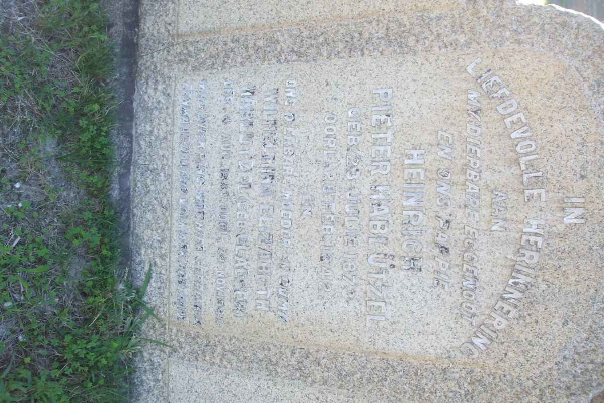 HABLUTZEL Heinrich Pieter 1873-1942 &amp; Wilhelmina Elizabeth ?