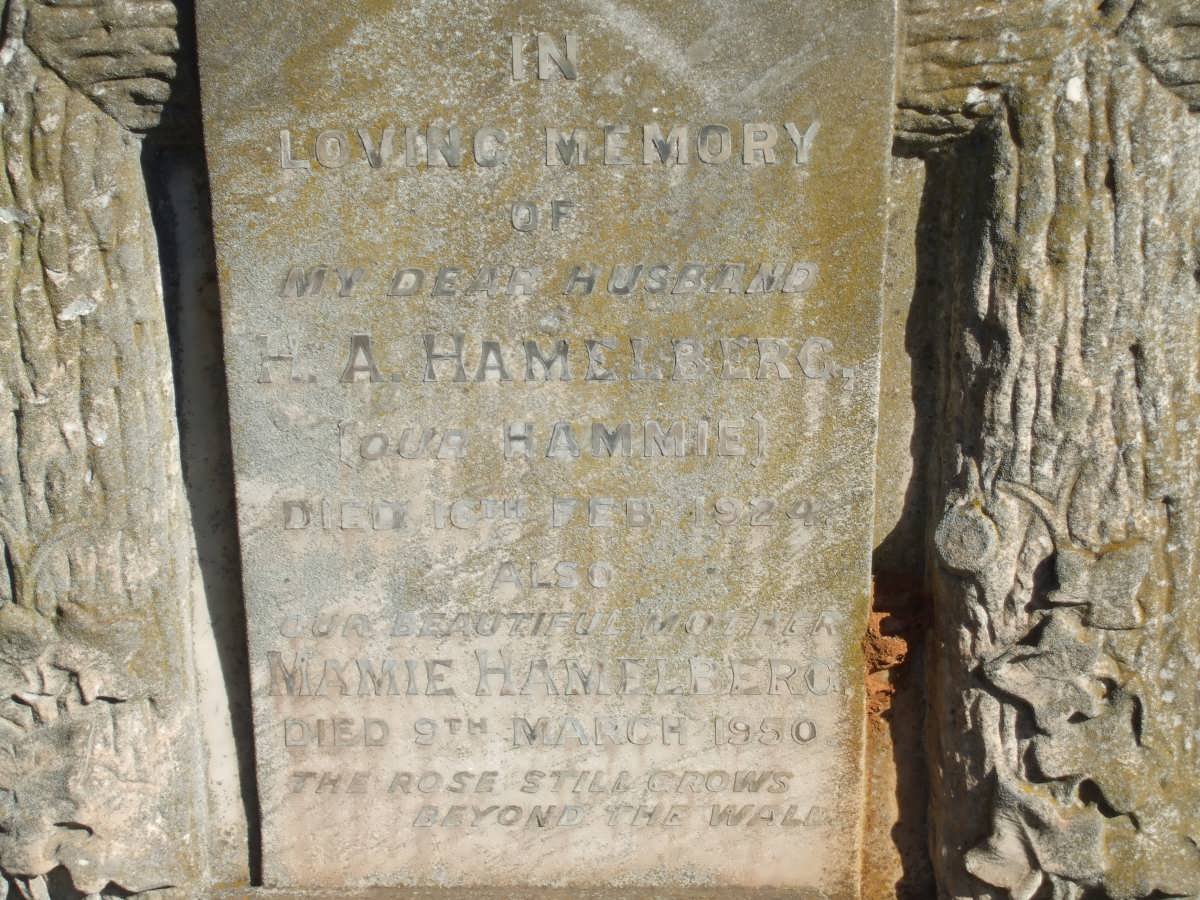 HAMELBERG H.A. -1924 &amp; Mamie -1950