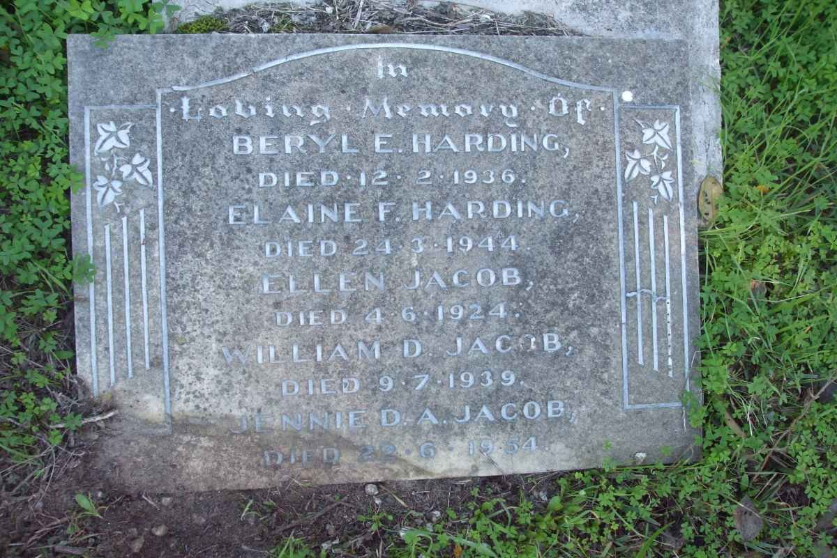 HARDING Beryl E. -1936 :: HARDING Elaine F. -1944 :: JACOB Ellen -1924