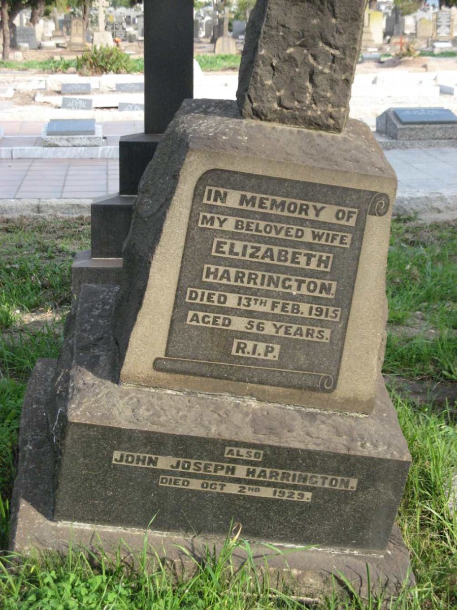 HARRINGTON John Joseph -1929 &amp; Elizabeth -1915