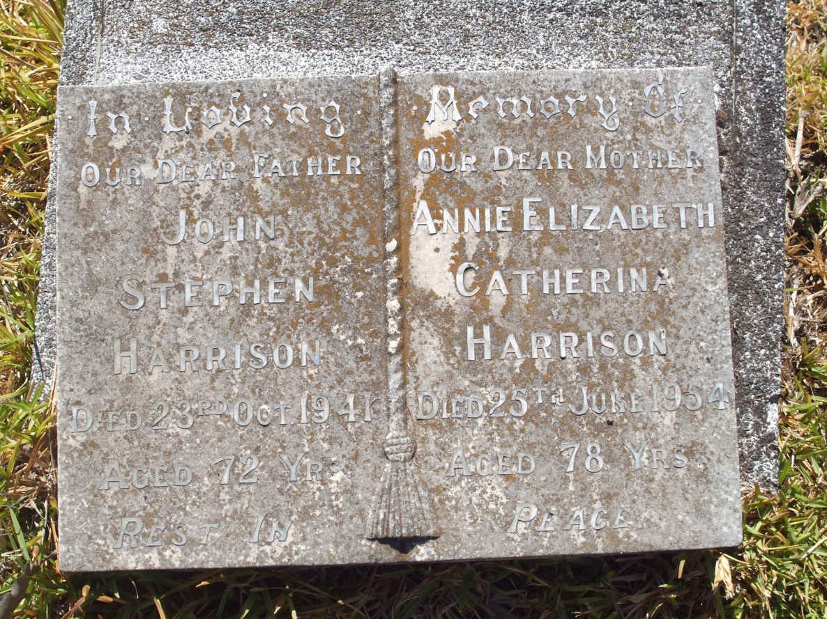 HARRISON John Stephen -1941 &amp; Annie Elizabeth Catherina -1954