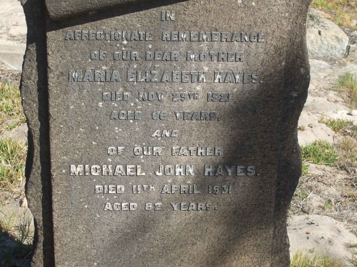 HAYES Michael John -1931 &amp; Maria Elizabeth -1921