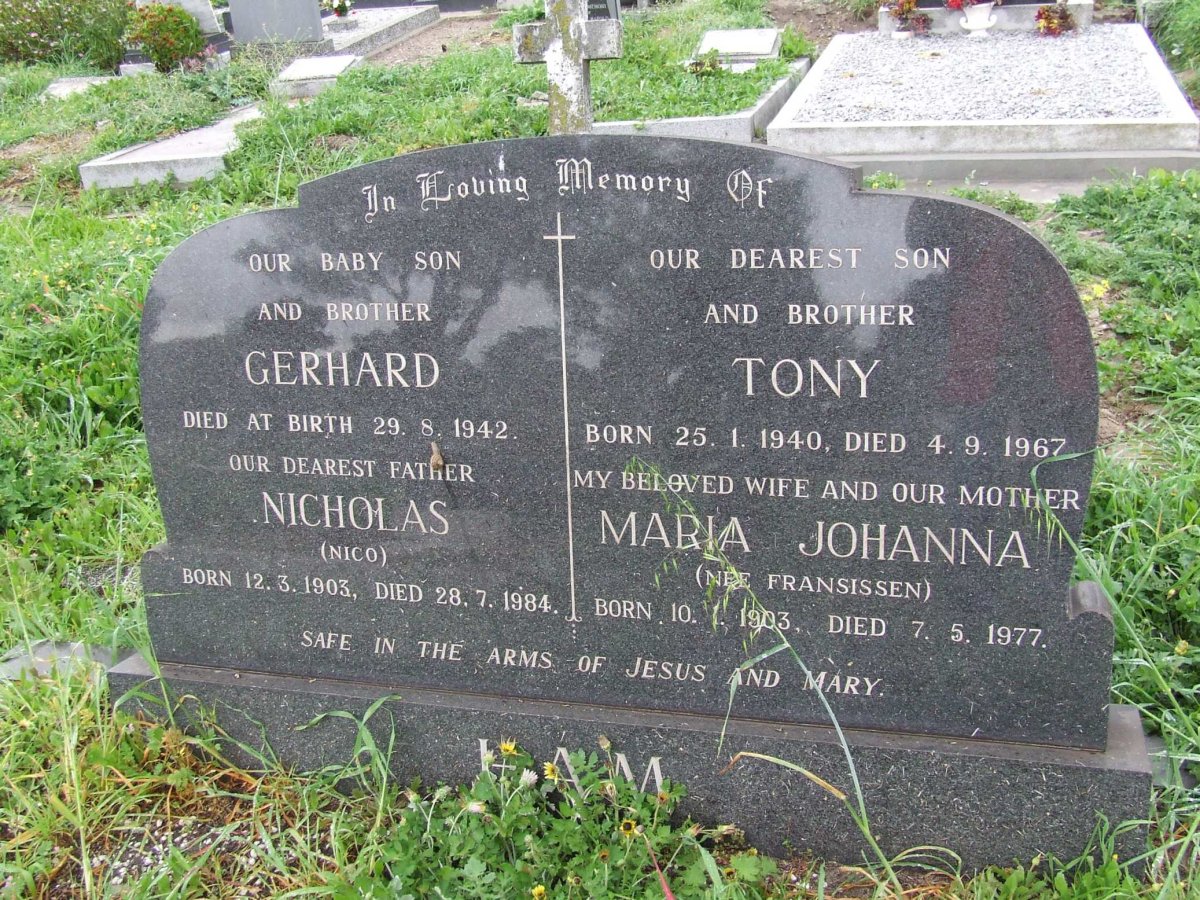 HAM Nicholas 1903-1984 &amp; Maria Johanna FRANSISSEN 1903-1977 :: HAM Tony 1940-1967 :: HAM Gerhard 1942-1942