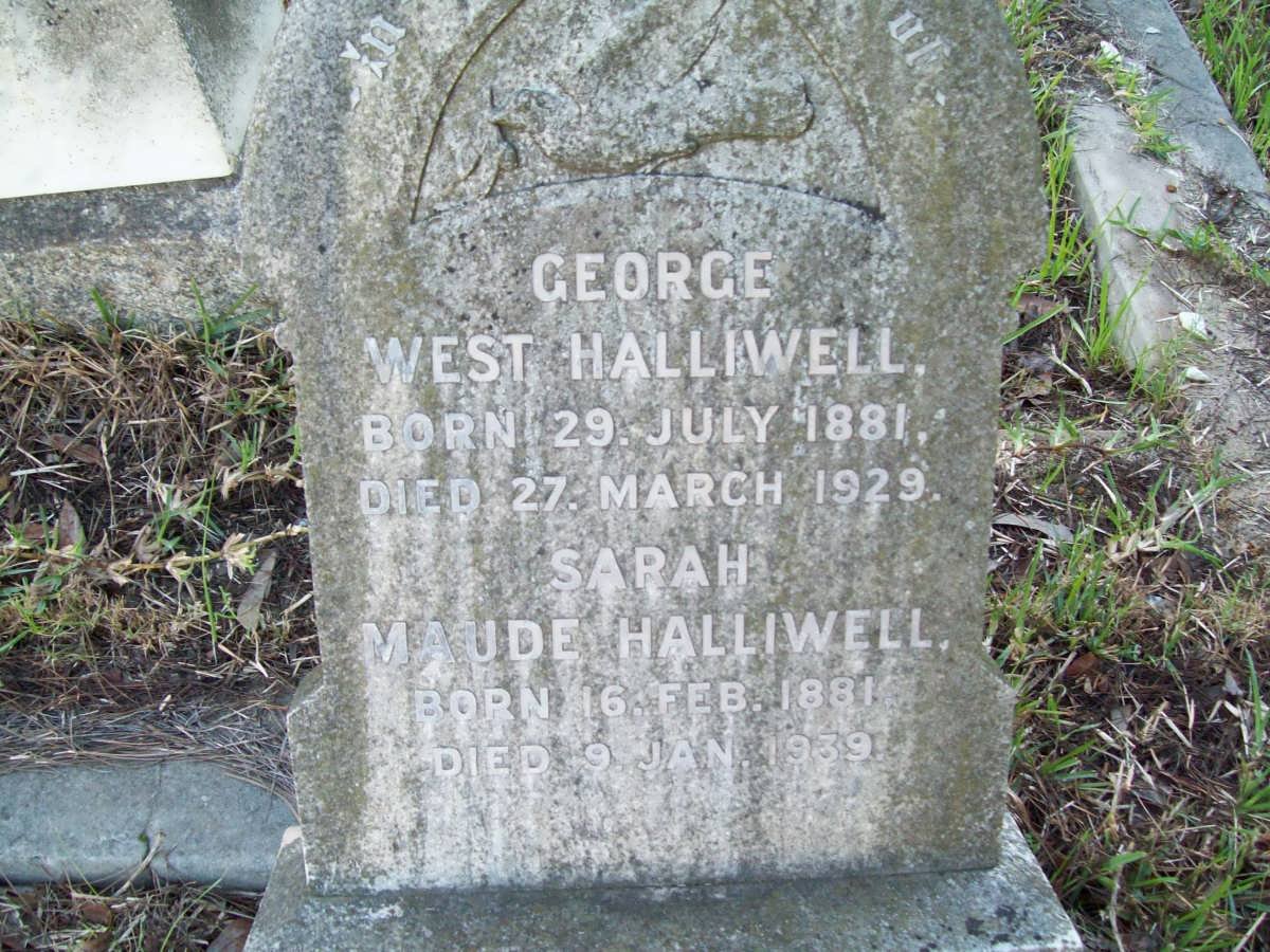 HALLIWELL George West 1881-1929 &amp; Sarah Maude 1881-1939