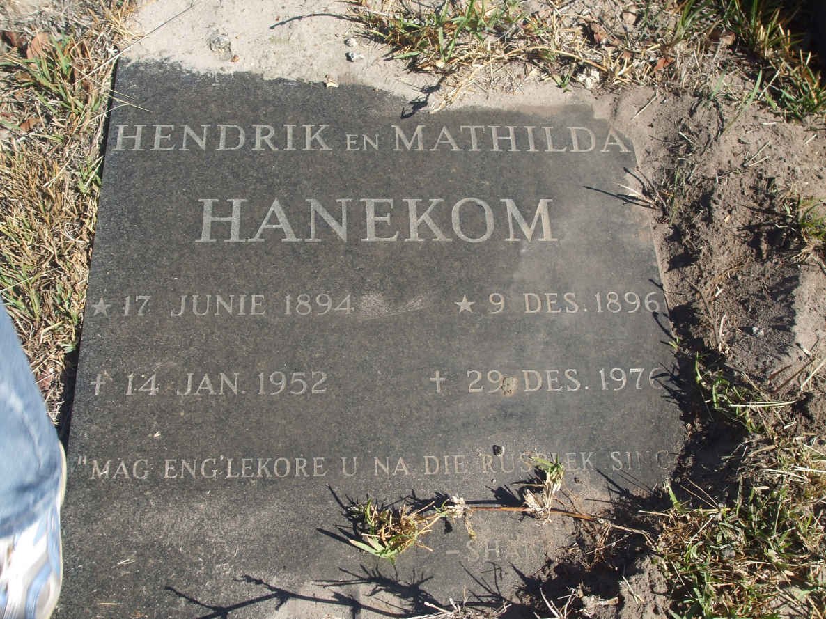 HANEKOM Hendrik 1894-1952 &amp; Mathilda 1896-1976