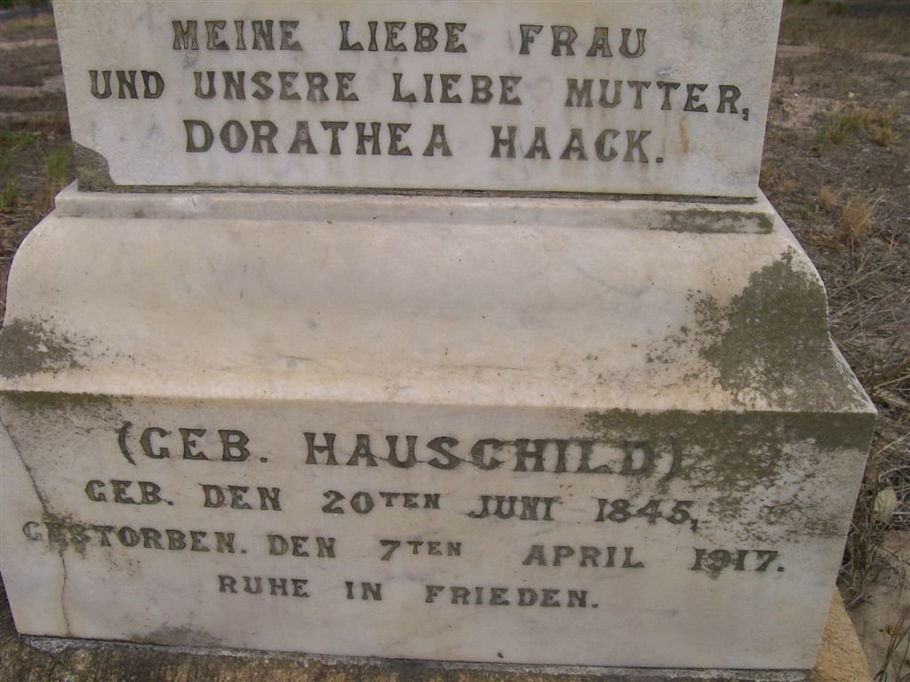 HAACK Dorathea nee HAUSCHILD 1845-1917
