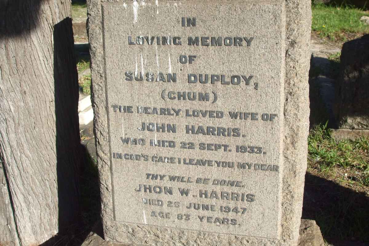 HARRIS John W. -1947 &amp; Susan DUPLOY -1933