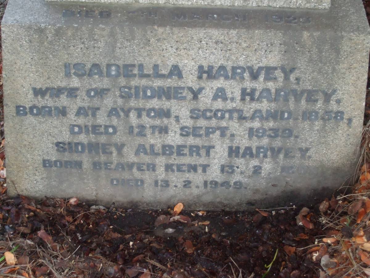 HARVEY Sidney Albert ??-1949 &amp; Isabella -1939