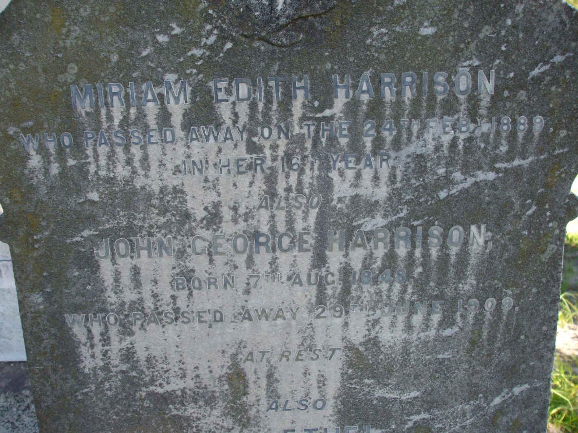HARRISON Miriam Edith -1889:: HARRISON John George 1848-1909