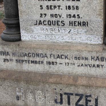 FLACK Anna Huidagonda nee HABLUTZEL 1887-1964 :: HABLUTZEL Jacques Henri 1923-1999