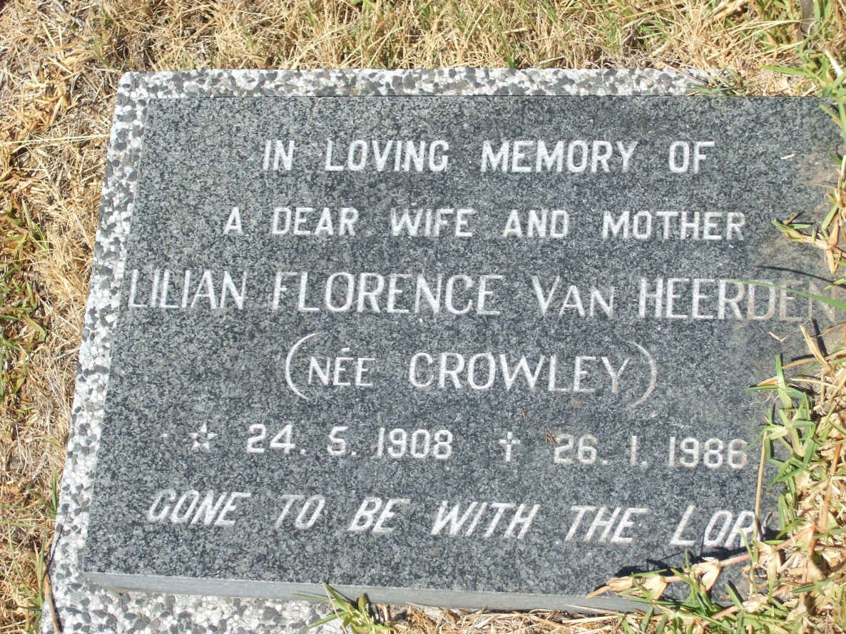 HEERDEN Lilian Florence, van nee CROWLEY 1908-1986