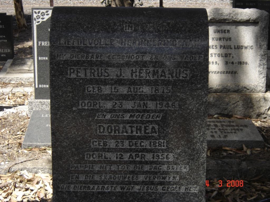HERMANUS Petrus J. 1875-1946 &amp; Dorathea 1881-1956