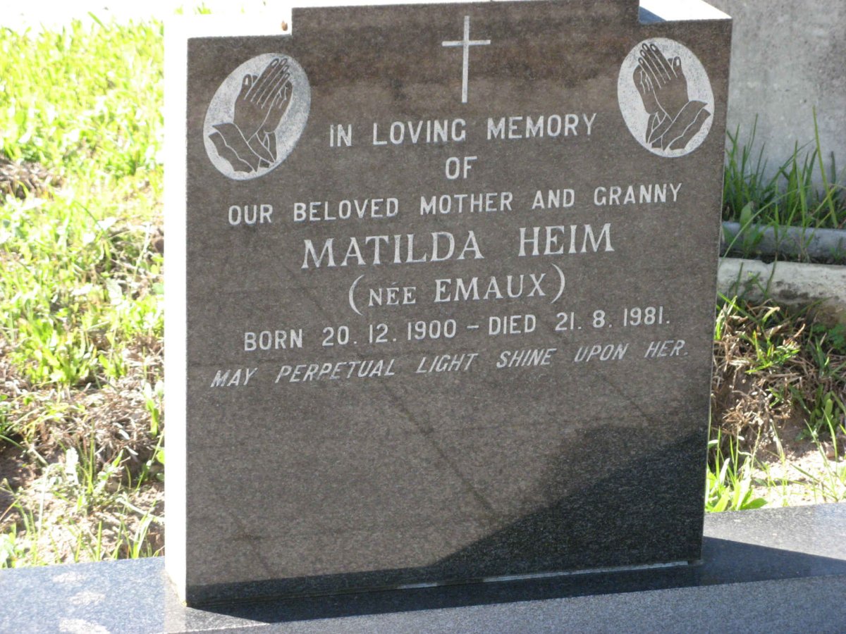 HEIM Matilda nee EMAUX 1900-1981